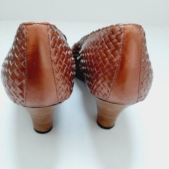 HESTER VAN EEGHEN Metallic Pink Woven Leather Copper Pumps Luxe Heels Sz 8.5 - Picture 9 of 12